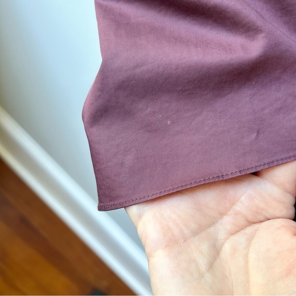 Tibi off shoulder plum tie sleeve chambray cotton mini dress - Picture 10 of 13